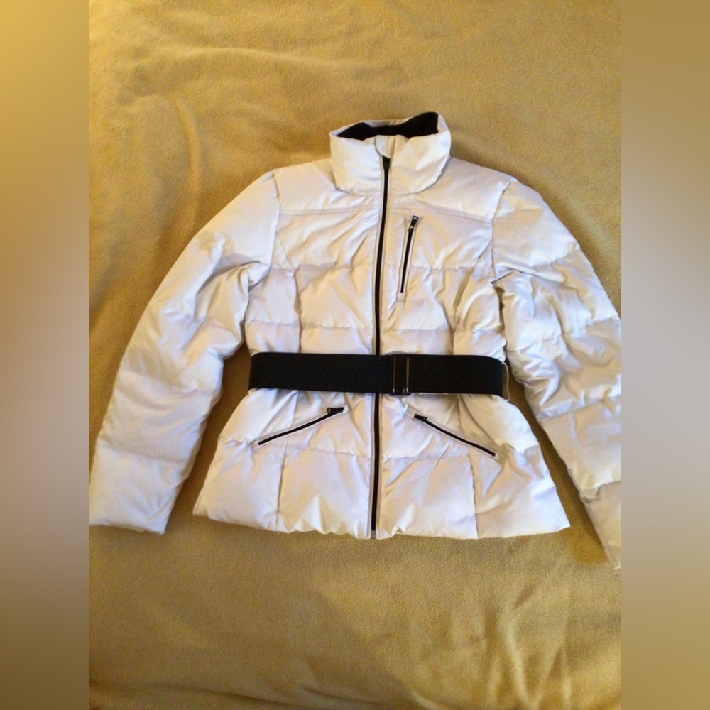 Ralph Lauren warm white down winter jacket with black belt